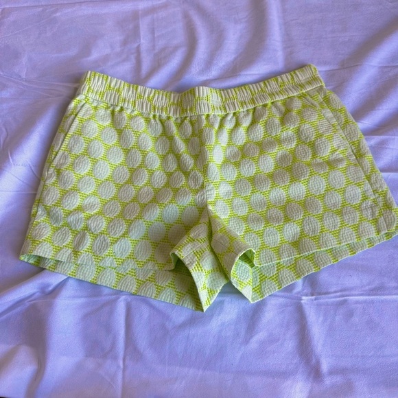 J. Crew Boardwalk Suzy Circles Green Shorts 10 pull on cotton comfy lime mini‎ - Picture 1 of 10